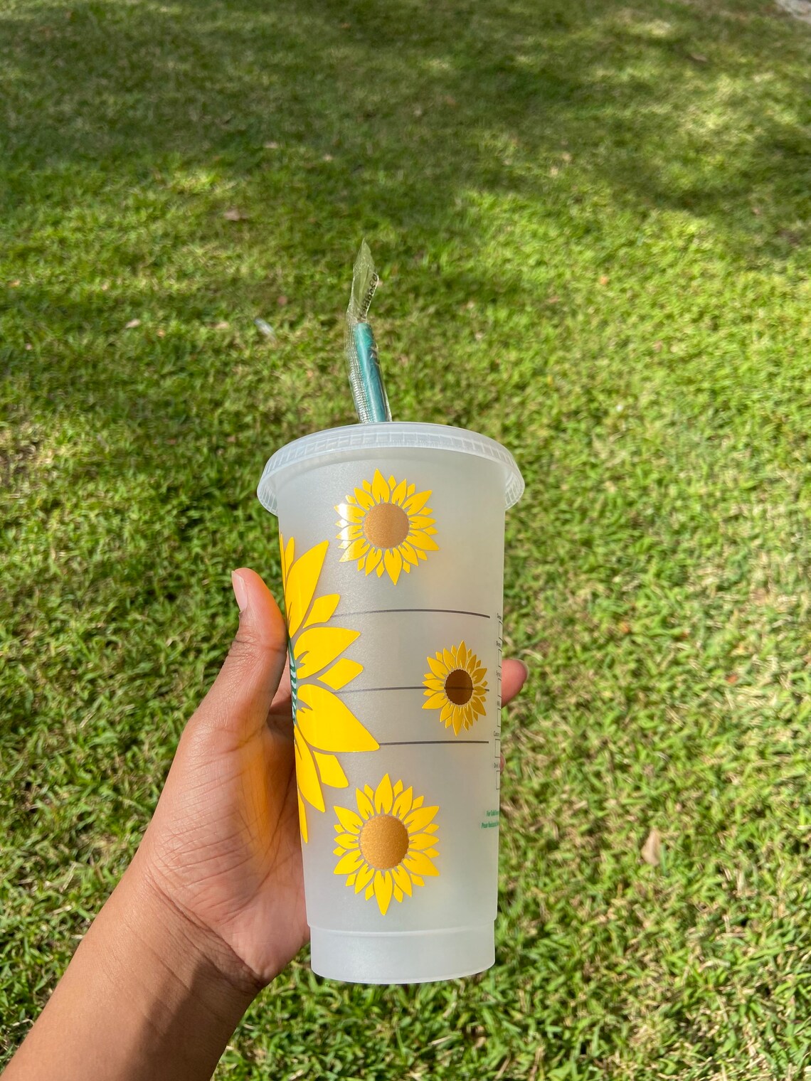 Sunflower Starbucks Cold Cup with Rhinestones Custom Summer Etsy
