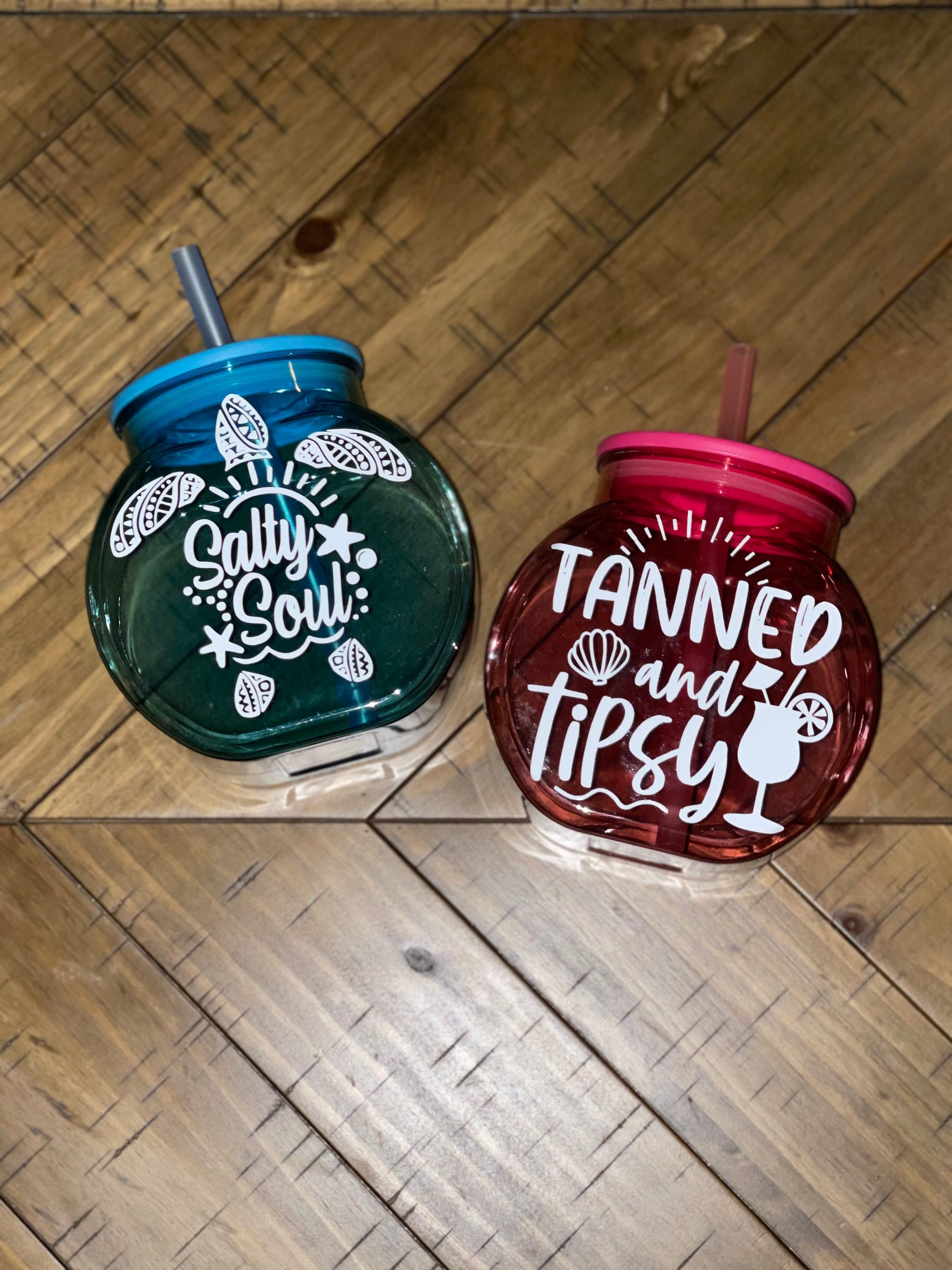 Fish Bowl Cup Fish Bowl Cup w. Straw and Lid Summer Days Etsy