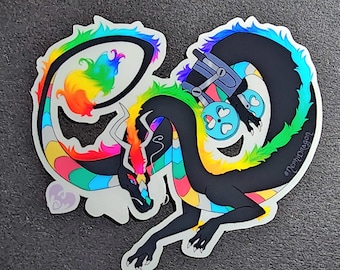 Bandera de Discapacidad + Dragón Infinito de Autismo Pegatina