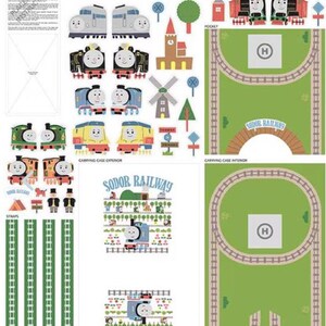 May include: A set of Thomas the Tank Engine stickers featuring various characters, trains, and scenery. The stickers are printed on white paper and include a carrying case with an exterior and interior design. The carrying case has a pocket for storing the stickers. The stickers are perfect for decorating a child's room or adding a touch of whimsy to any space.