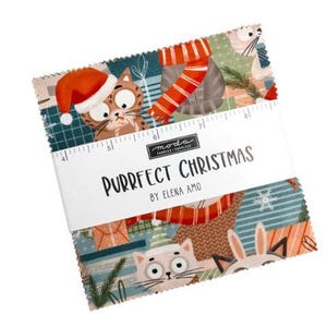 Moda Fabrics Purrfect Christmas by Elena Amo 5" Charm Pack 42 Squares 39040PP