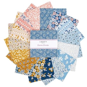 Riley Blake Designs Liberty Fabrics Denim Florals 5&quot; Stacker 42 Pieces 5-LDENIM-42