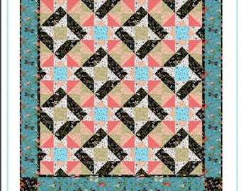 Midnight Gardent Quilt Kit Mit Libellen-Gartenstoff von QT Fabrics