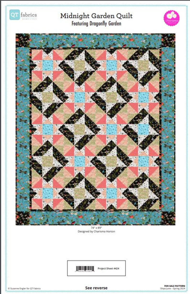 Midnight Gardent Quilt Kit Featuring QT Fabrics Dragonfly Garden Fabric ...