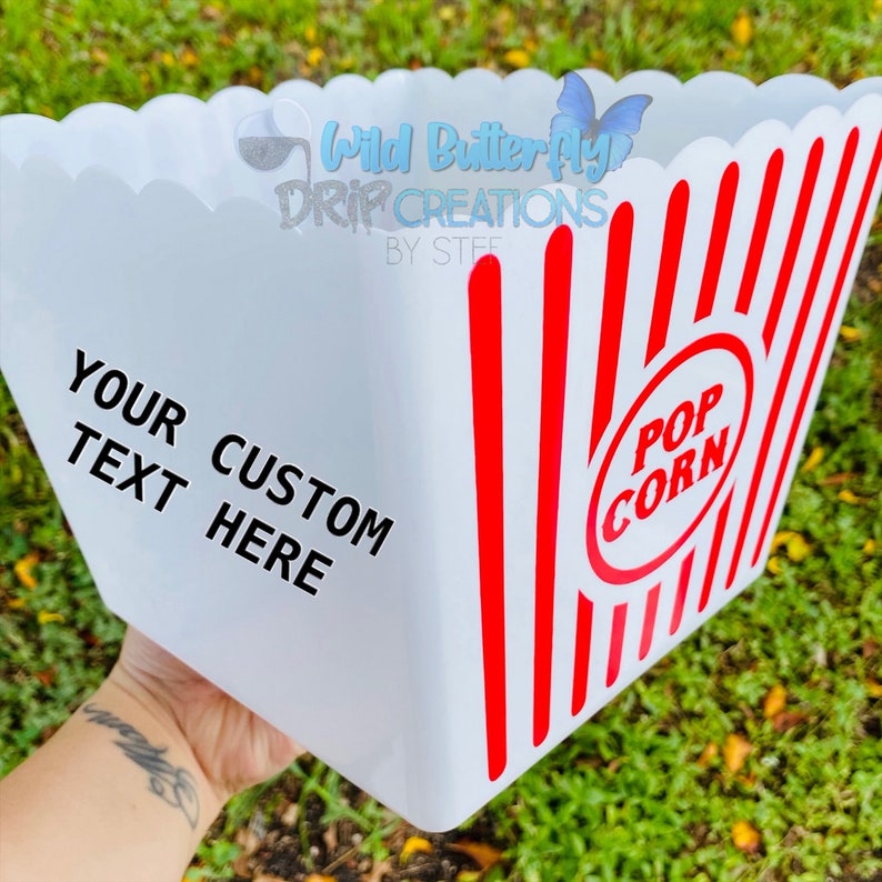 Personalized Bucket Popcorn Holder Popcorn Lovers Gift Etsy