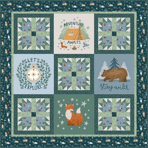 Navy or Sky Camp Woodland Quilt Kit by Riley Blake Designs