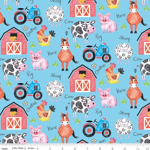 Farm Animal Fabric BTY Coloring on the Farm by Riley Blake - Etsy