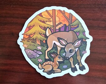 Deer and Fawn Stickers (Weatherproof Vinyl)