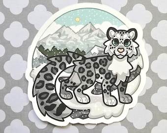 Pegatinas de leopardo de las nieves (vinilo resistente a la intemperie)
