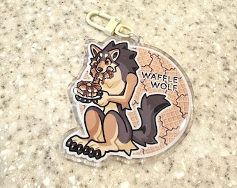 Waffle Wolf Acrylic Charm Keychain