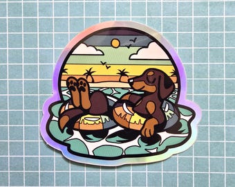 Pool Pup HOLOGRAPHIC Sticker (Weatherproof Vinyl)