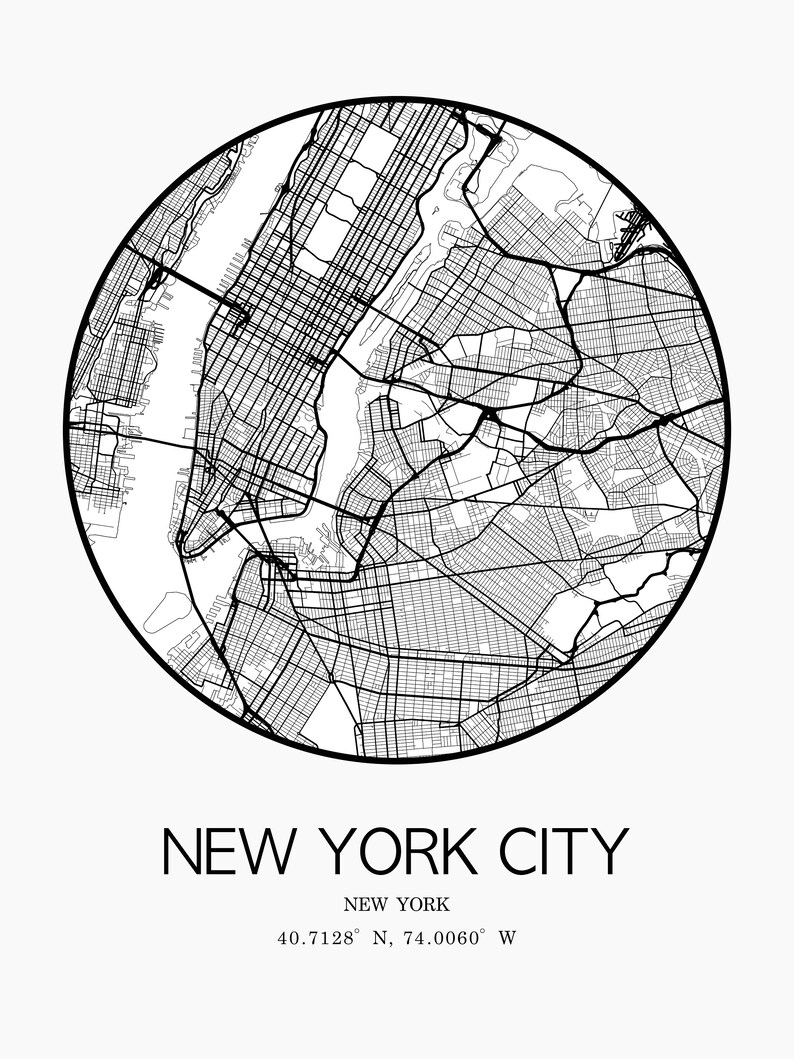 Any City Custom Map Minimalist Print Poster Map Art | Etsy