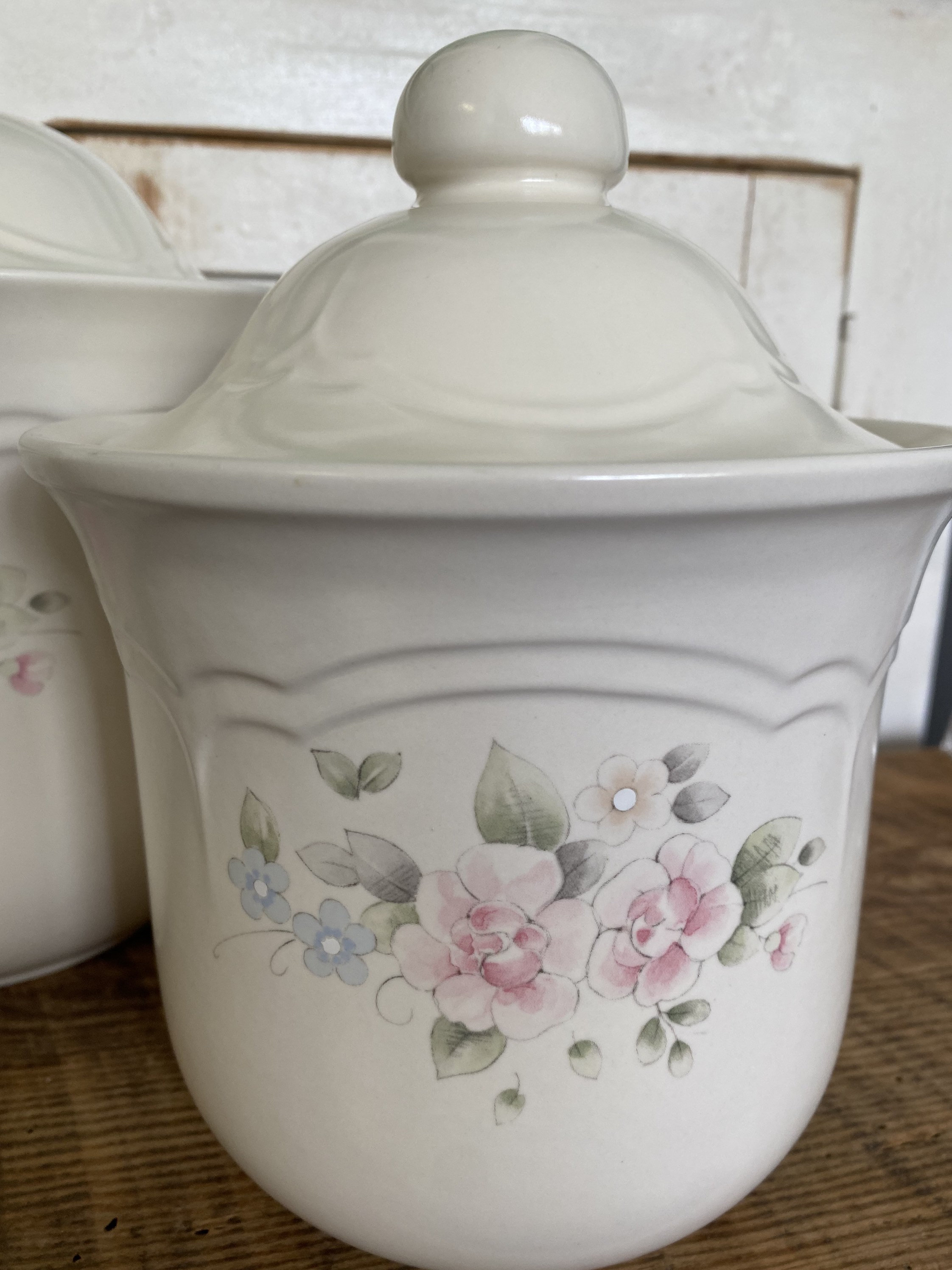 Pfaltzgraff Stoneware Tea Rose Canisters Etsy