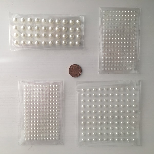 Flatback Self Adhesive Stick on Pearls in Ivory - UK Seller - Free delivery