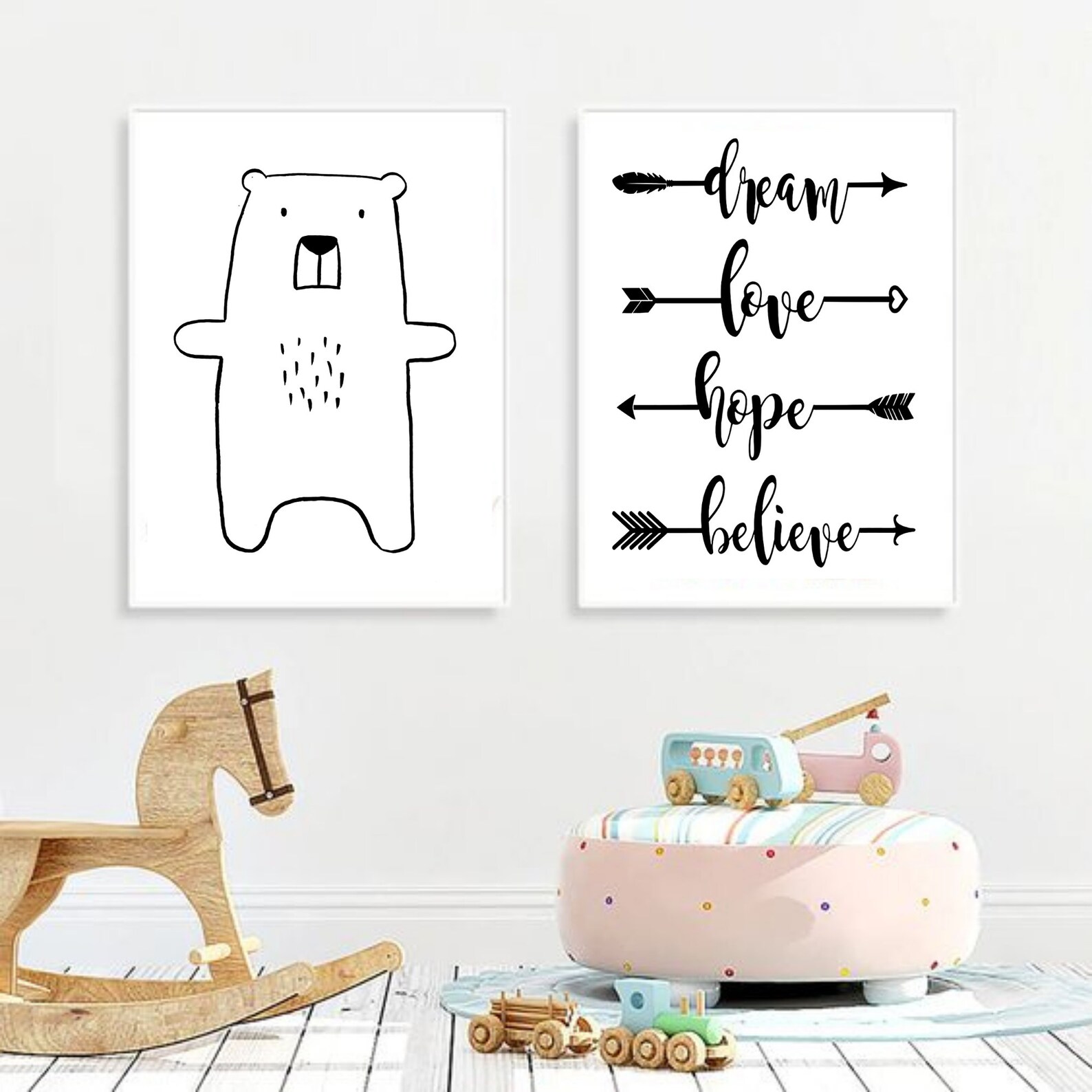 Black and white nursery wall art nursery wall art printables | Etsy