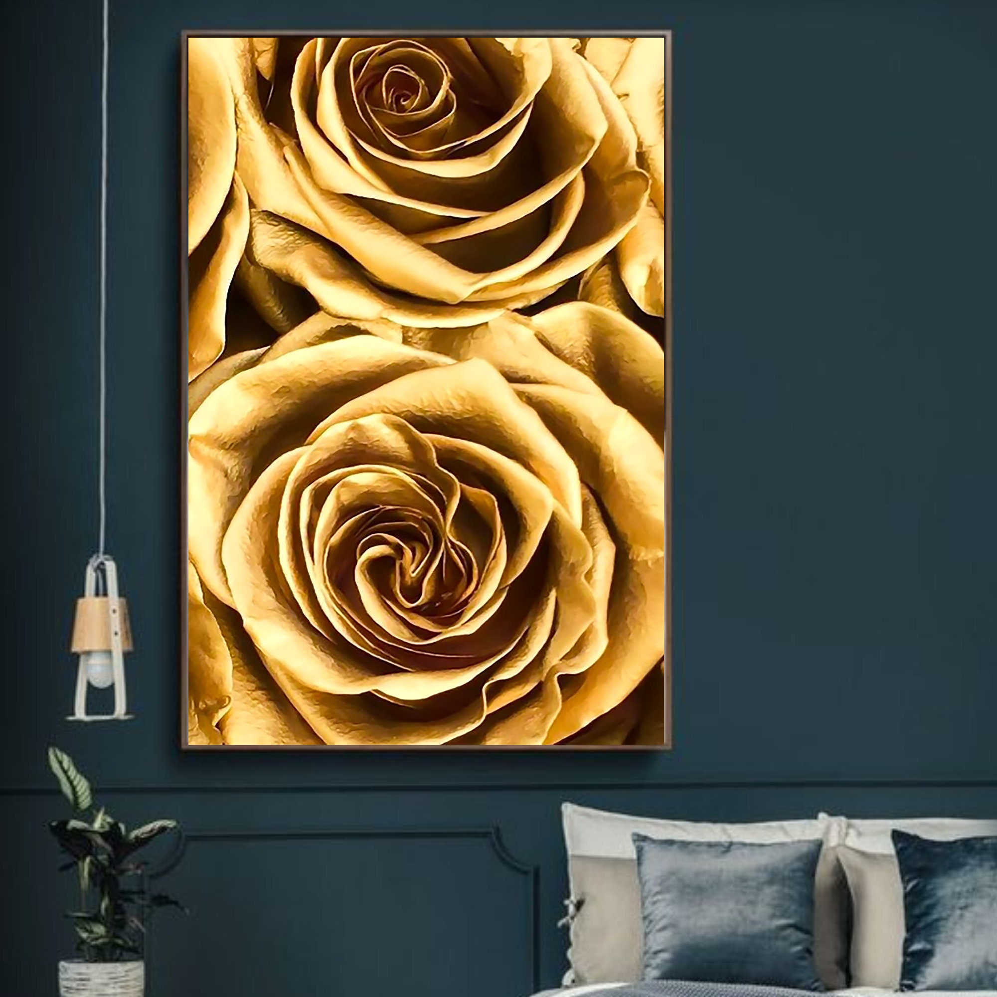 Gold floral print floral art flower print floral prints Etsy