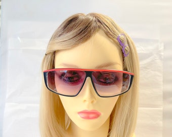 Vintage 1980s  Womens Oversized Sunglasses MODEL "PIXIE" With Orignal  Sunglasses Lenses. Size:60-16-140 Frame Color Red-Black