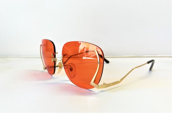 VINTAGE 70s Womens Rimless Sunglasses W/Custom Ma… - image 5