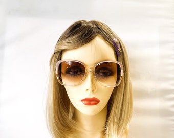 Vintage 1980s  Womens Sunglasses  With Custom Made Brown Gradient Lenses with UV 400 Protection.  Size: 54-18-140