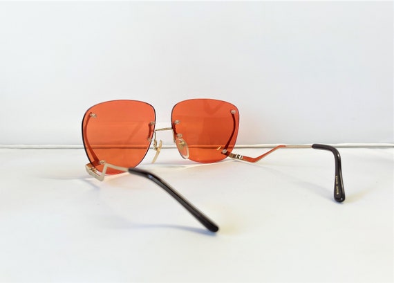 VINTAGE 70s Womens Rimless Sunglasses W/Custom Ma… - image 7