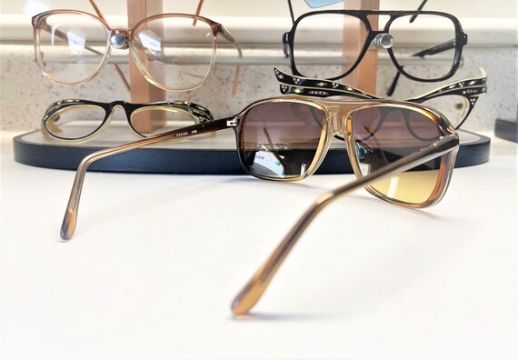 Gafas de sol estilo aviador unisex vintage de la decada de 1970 con lentes de doble gradiente marron amarillo hechas a medida con proteccion UV 400 Tamano 55 18 140 Etsy Mexico