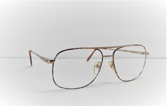 Vintage 80s  Double  Bridge Metal Eye Glasses by … - image 6