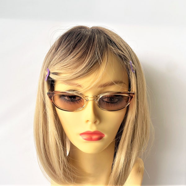Vintage 60s FABERGE Cat Eye Sunglasses with Custom Made Brown Lenses With UV 400% Protection Size 49-24-145