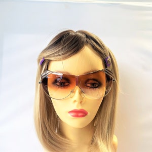 Vintage 1980s Unique and Rare Womens GORGEOUS OVERSIZED Metal Sunglasses Style Gianni  With  Brown Gradient Lenses.  Size: 70-17-140