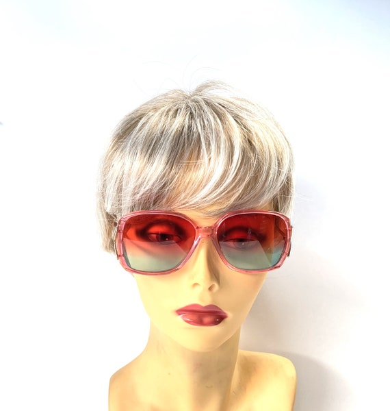 Gafas de sol vintage de los anos 80 para mujer con lentes de doble degradado hechas a medida rojo verde con proteccion UV 400 TAMANO 56 18 140 Color del marco rosa Etsy Mexico