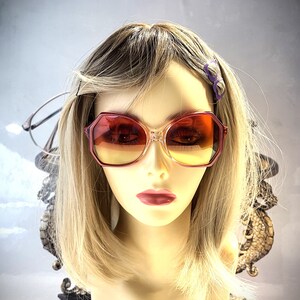 Vintage 1970s  Womens Sunglasses by VOGUE 8 With Custom Made Red/Yellow Gradient Lenses with UV 400 Protection.  Size: 54-16-140