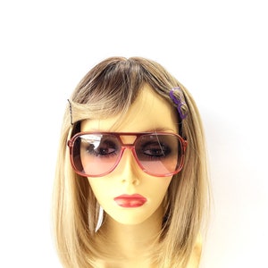 Vintage 70s Double Bridged Eye Glass Frames Model "Esquire 2" With Custom Made Black/Pink Gradient Lenses with UV 400 Protection