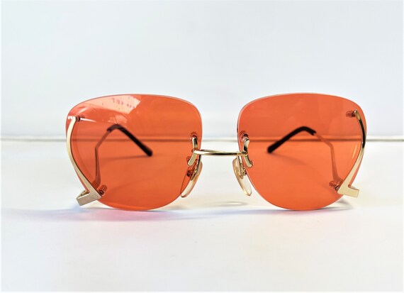 VINTAGE 70s Womens Rimless Sunglasses W/Custom Ma… - image 4