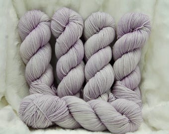Purple pastel, hand dyed, yarn, superwash, merino wool, sport weight, knitting, crochet