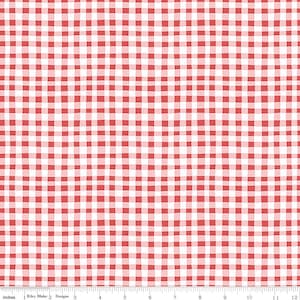 Red Gingham Fabric Firework Fields Riley Blake Cotton Fabric by Half Yard, Americana Quilt Fabric, Red Check Fabric, Patriotic Sewing