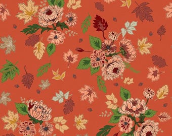 Autumn Fabric, Rust Orange Riley Blake Quilting Cotton by the Half Yard