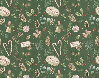 Christmas Toss Green Fabric, Riley Blake Holiday Spirit Print by Lisa Audit