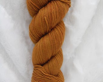Tobacco Leaf Hand Dyed Sock Yarn: Superwash Merino Wool Nylon Blend
