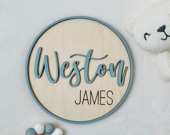 Baby Name Sign for Hospital | Newborn Birth Announcement | Personalized Name Reveal Plaque