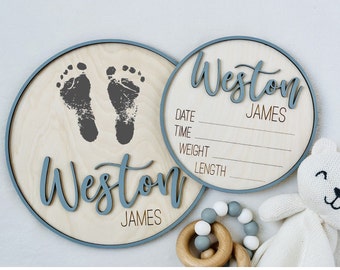 Baby Announcement Sign, Baby Name Sign for Hospital, Birth Announcement Sign, Footprint keepsake, Birth Stat Sign, Newborn Announcement Sign