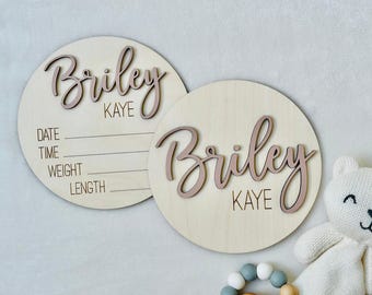 Custom Baby Name Wood Sign: Birth Announcement, Newborn Photo Prop