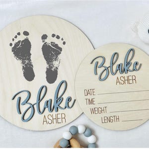 Baby Announcement Sign, Hospital Footprint Sign, Baby Name Sign for Hospital, Birth Stat Sign, Newborn Announcement Keepsake, Hospital Prop