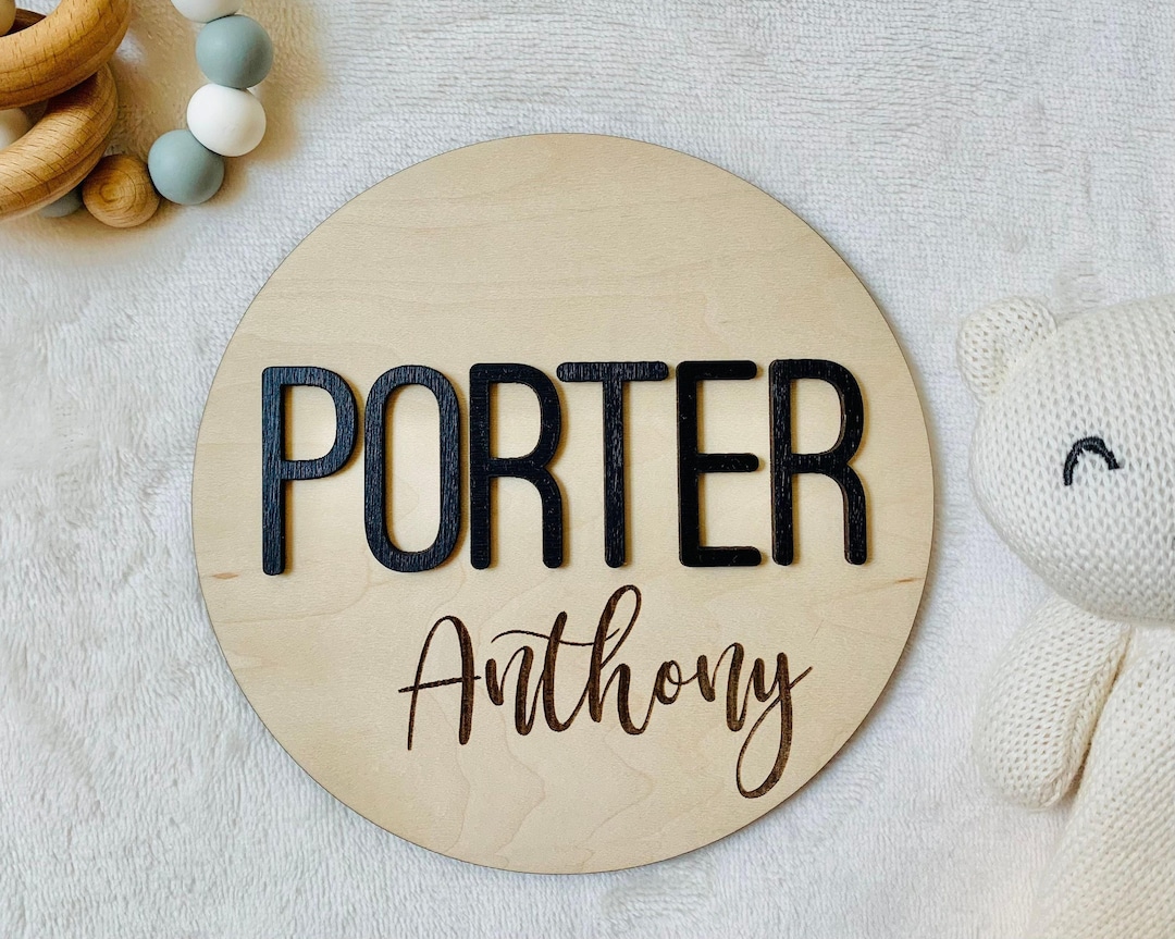 Personalized Baby Name Sign | 3D Wood Plaque | Newborn Hospital Photo ...