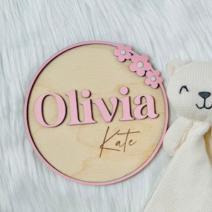 Baby Name Sign with Flowers, Baby Name Announcement, Newborn Name Sign for Hospital, Custom Newborn Sign,  Floral Birth Announcement Sign