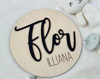 Wooden Baby Name Sign: 3D Nursery Decor, Newborn Photo Prop