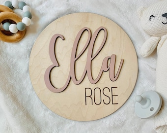 Letrero personalizado con el nombre del bebé: anuncio de nacimiento, accesorio fotográfico para hospital o decoración de madera para habitación infantil.