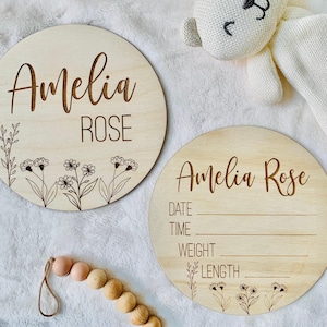 Birth announcement sign, baby announcement sign, baby arrival sign, newborn name plaque, birth stat sign, baby name  sign for hospital