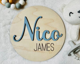 3D Engraved Baby Name Wood Sign: Newborn Photo Prop
