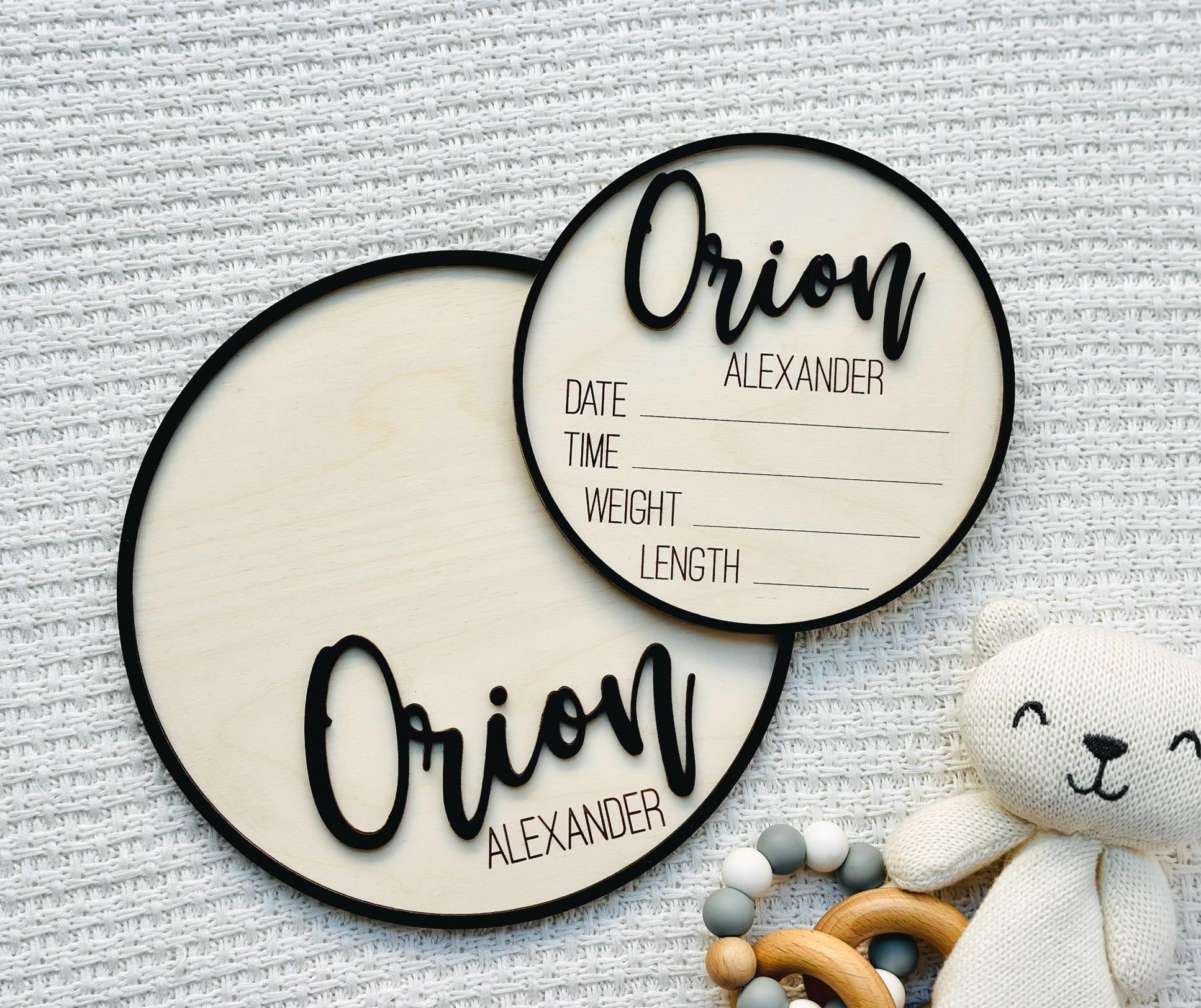 Personalized Baby Announcement Sign | Birth Stats & Footprint Keepsake ...