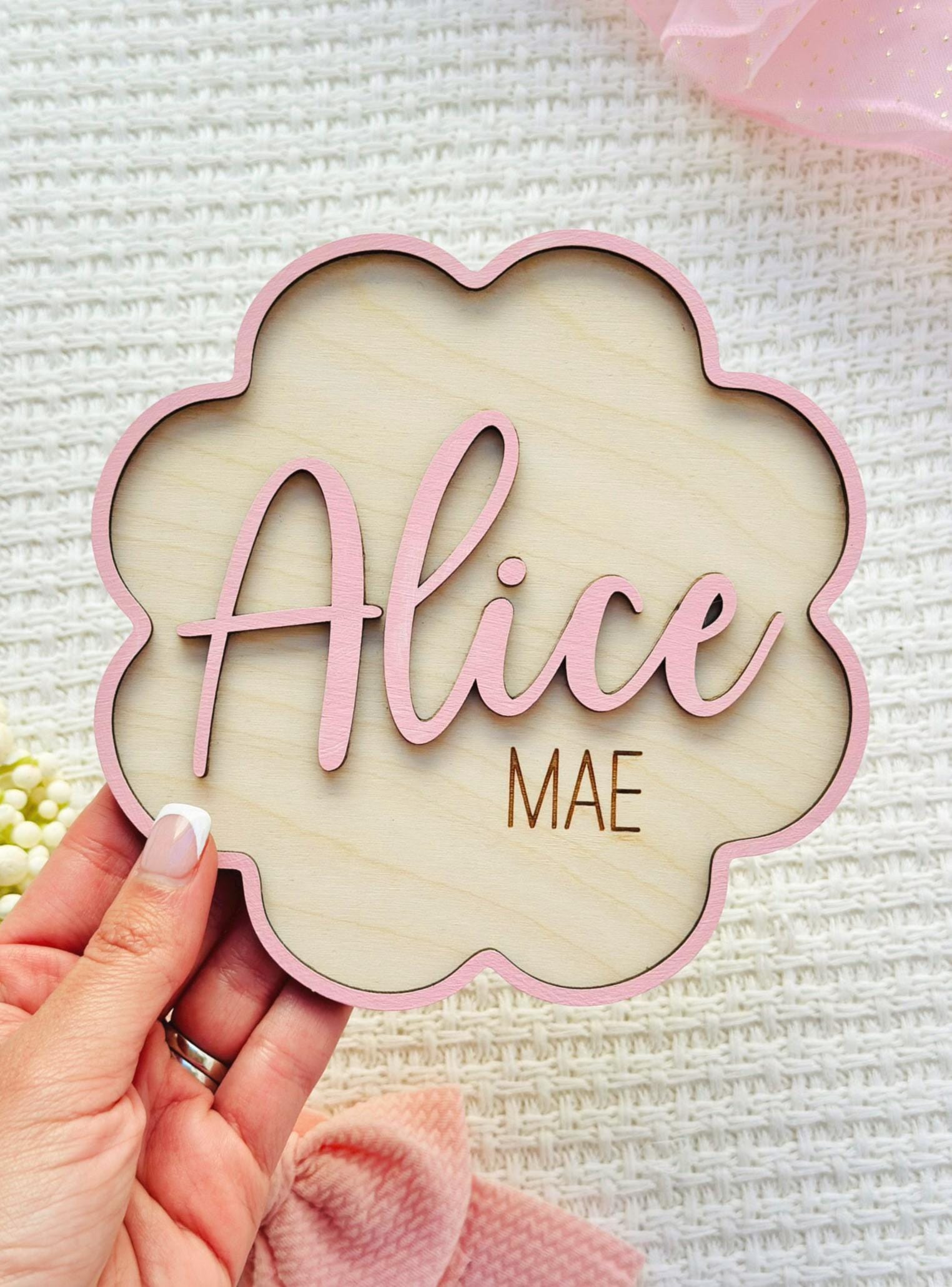 Personalized Baby Announcement Sign With Footprints and Stats | Scallop ...