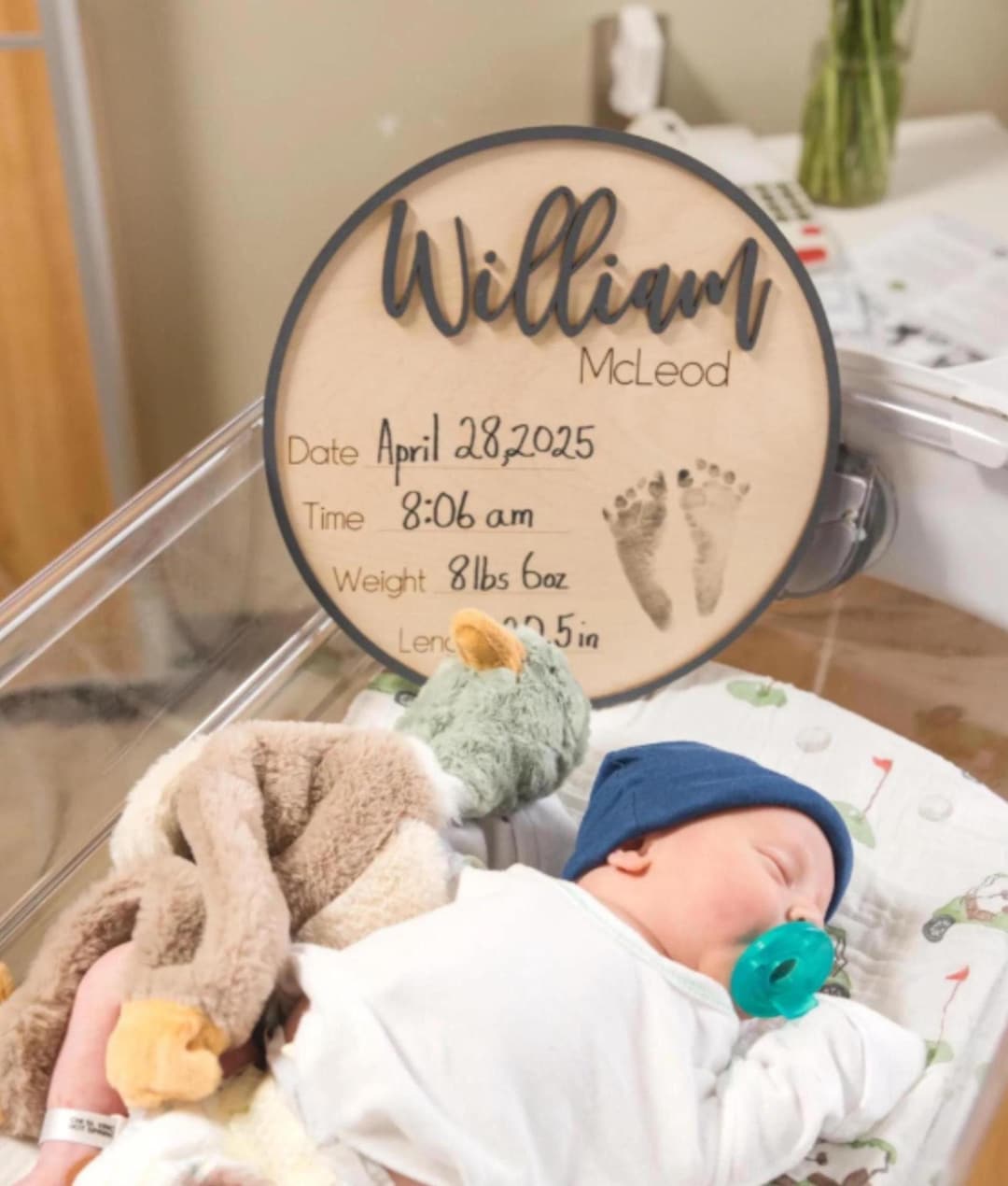 Personalized Baby Announcement Sign | 12 Inch Birth Stats Footprint ...